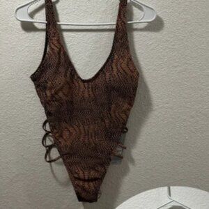Brown Snakeskin Print Swimsuit
